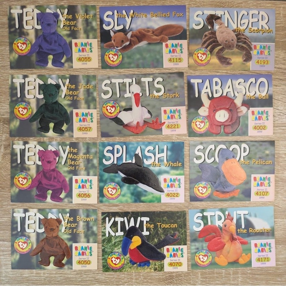 TY Beanie Babies Official Club Series II‎ Common Cards No Duplicates 1999